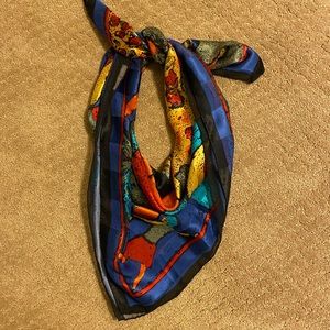 D’Argenlieu Paris - Lovely silk scarf (blue/black/gold/green/orange) 34.…